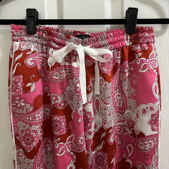 J. CREW Relaxed Pant Vintage Paisley Pink Rust Women’s size 4 - Picture 2 of 11